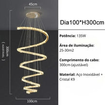 Lustre Circular Cristal Moderno Pendente Para Sala De Jantar - Minha loja
