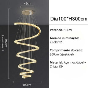 Lustre Circular Cristal Moderno Pendente Para Sala De Jantar - Minha loja