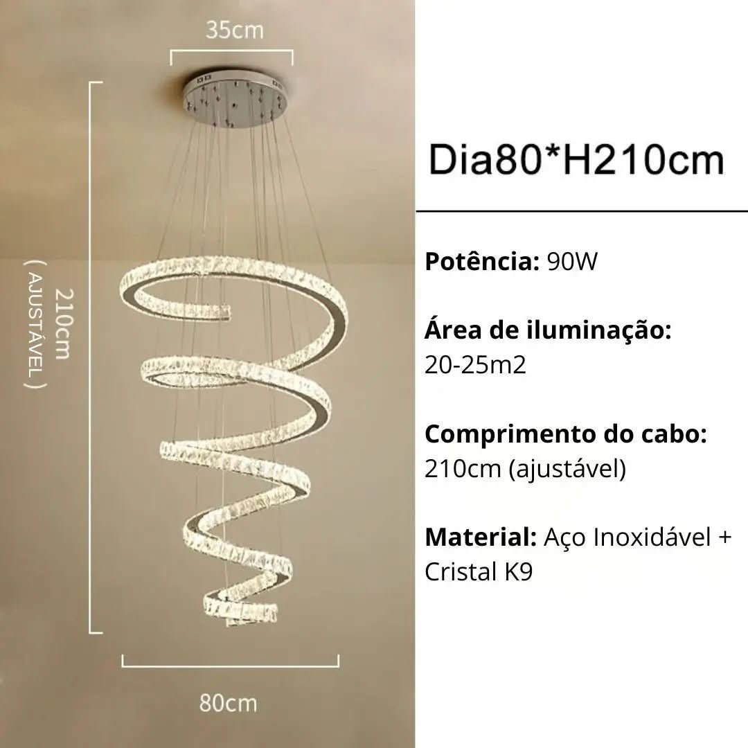 Lustre Circular Cristal Moderno Pendente Para Sala De Jantar - Minha loja