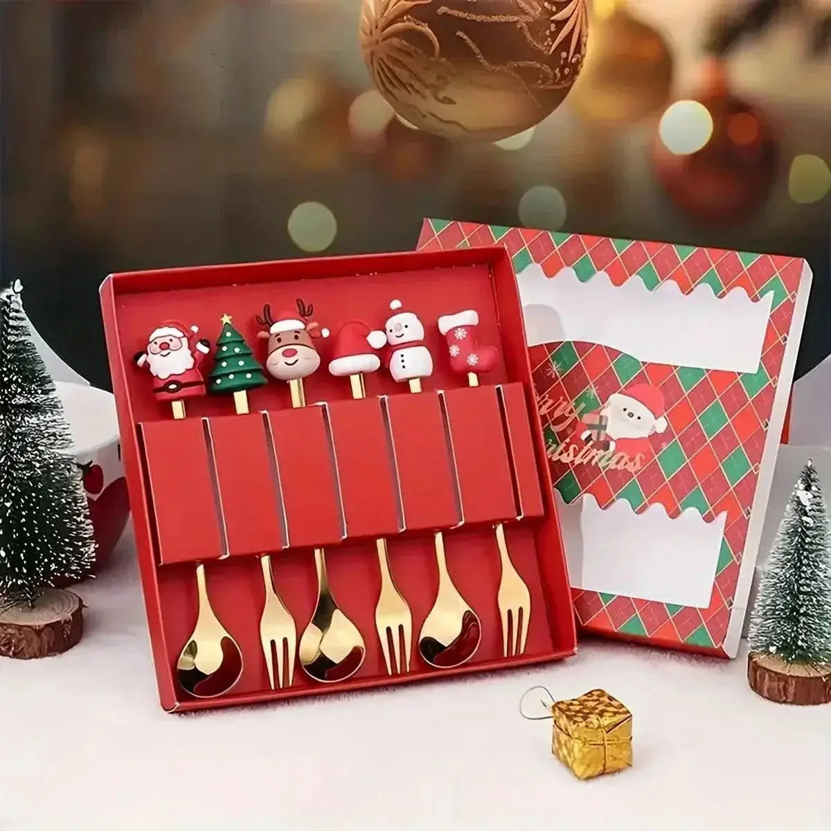 Goldenes Weihnachtsbesteckset aus Edelstahl – Mein Shop
