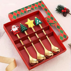 Jogo De Talheres Dourado Aço Inoxidável Especial Natal - Minha loja