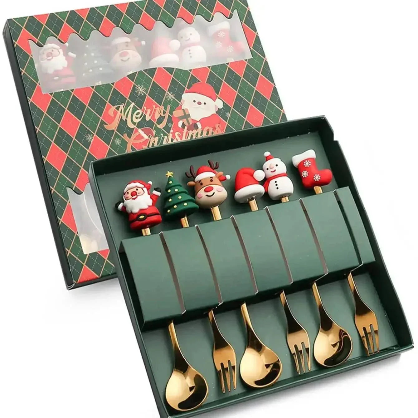 Jogo De Talheres Dourado Aço Inoxidável Especial Natal - Minha loja