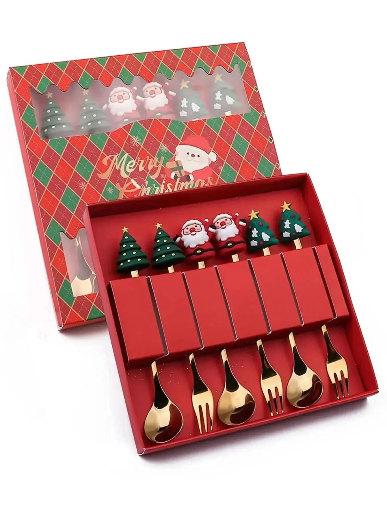 Jogo De Talheres Dourado Aço Inoxidável Especial Natal - Minha loja