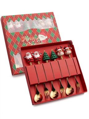 Jogo De Talheres Dourado Aço Inoxidável Especial Natal - Minha loja