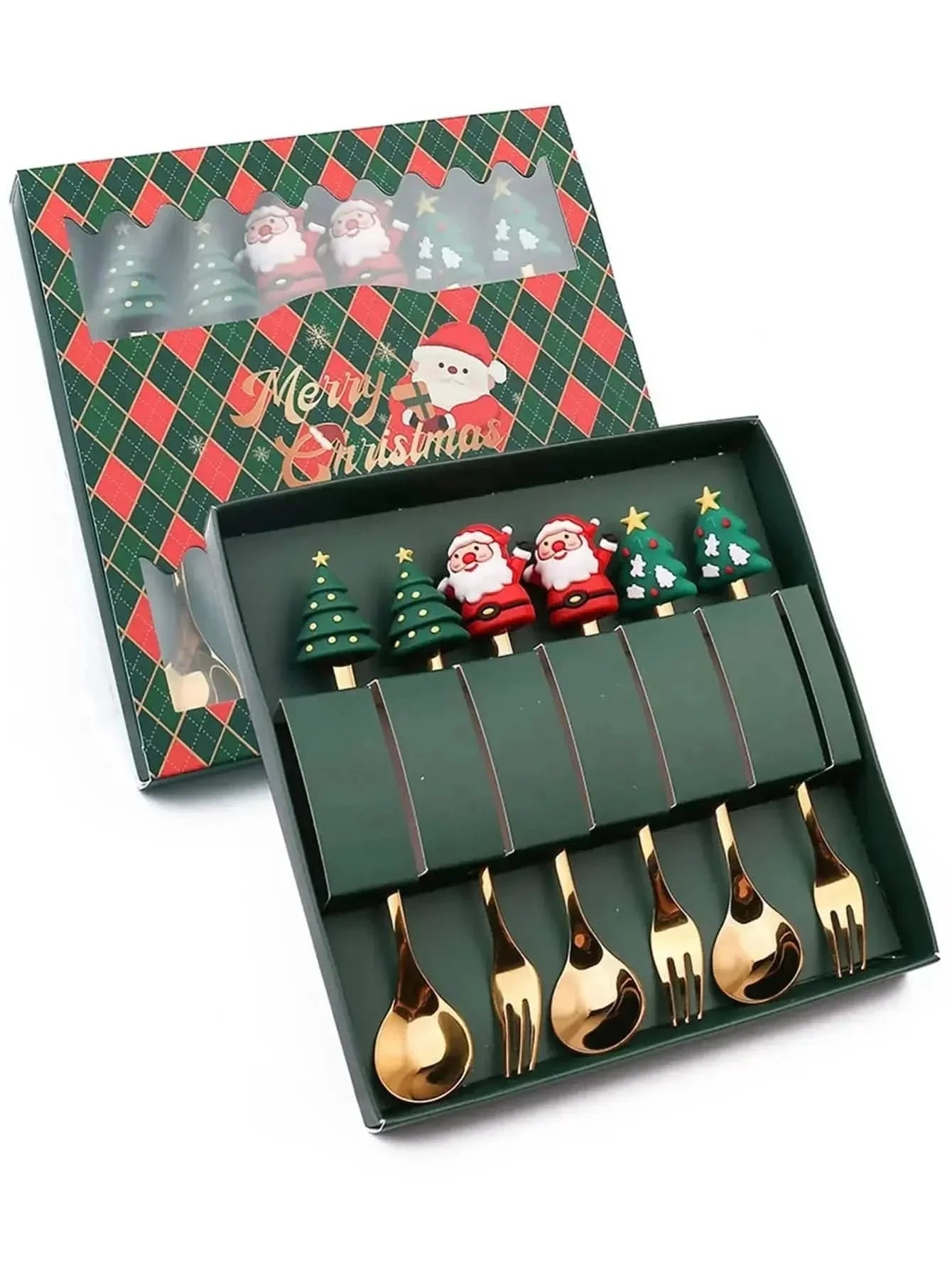 Jogo De Talheres Dourado Aço Inoxidável Especial Natal - Minha loja