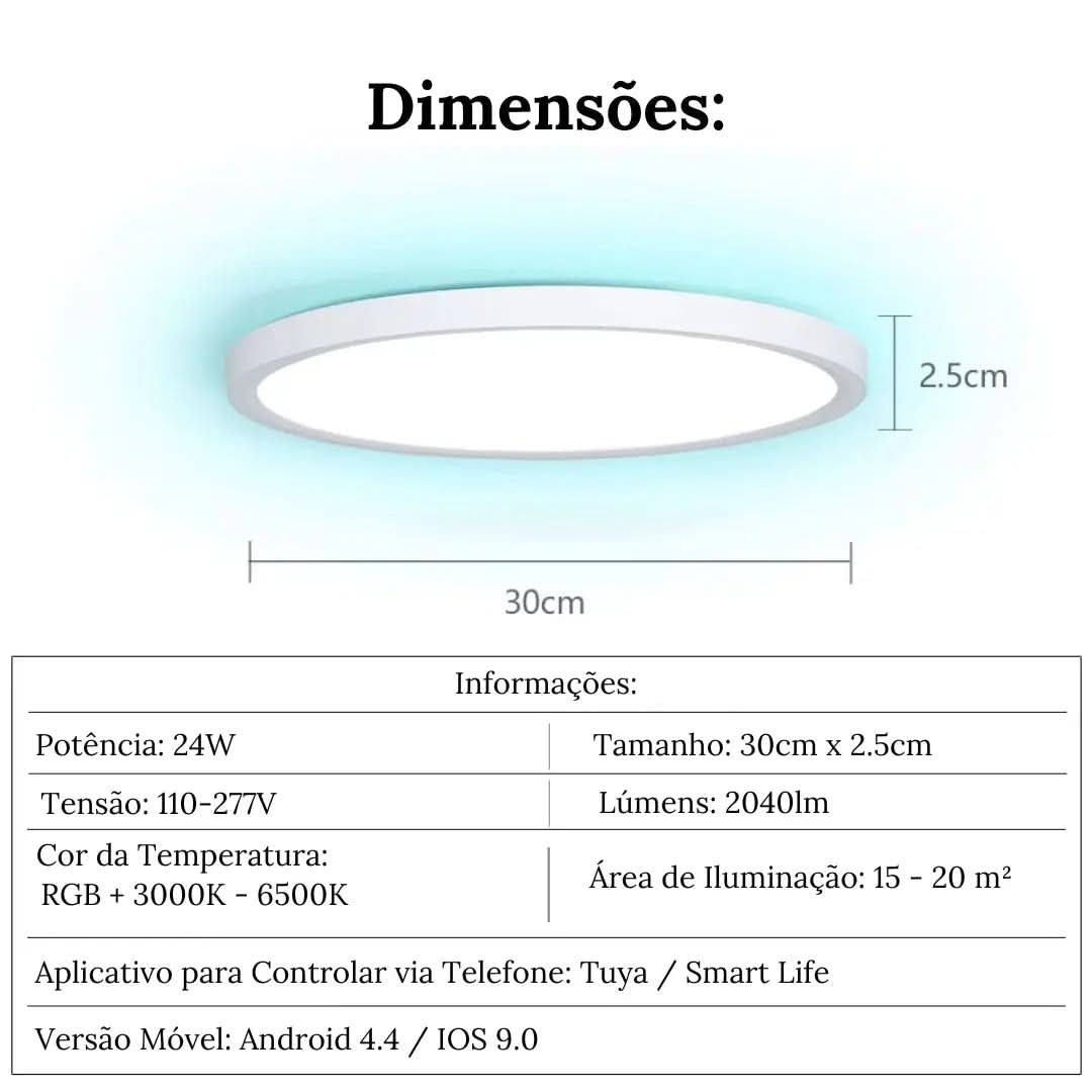 Luminária de Teto Plafon LED Redondo Inteligente - Compatível com Alexa e Google Home - Minha loja