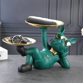 BullDog Mordomo Decorativo com Bandeja Dupla – Estilo e Praticidade - Minha loja
