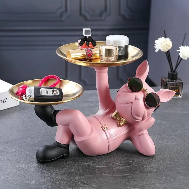 BullDog Mordomo Decorativo com Bandeja Dupla – Estilo e Praticidade - Minha loja