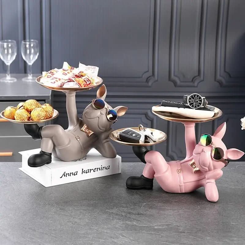 BullDog Mordomo Decorativo com Bandeja Dupla – Estilo e Praticidade - Minha loja