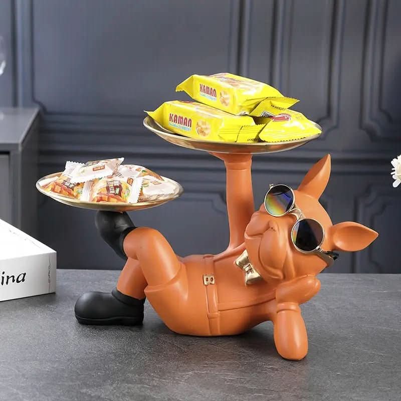 BullDog Mordomo Decorativo com Bandeja Dupla – Estilo e Praticidade - Minha loja