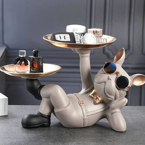 BullDog Mordomo Decorativo com Bandeja Dupla – Estilo e Praticidade - Minha loja