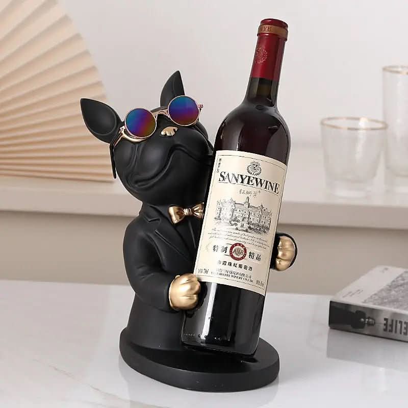 Escultura Decorativa BullDog Francês Mordomo Suporte de Vinho - Minha loja