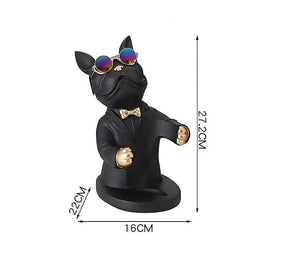 Escultura Decorativa BullDog Francês Mordomo Suporte de Vinho - Minha loja