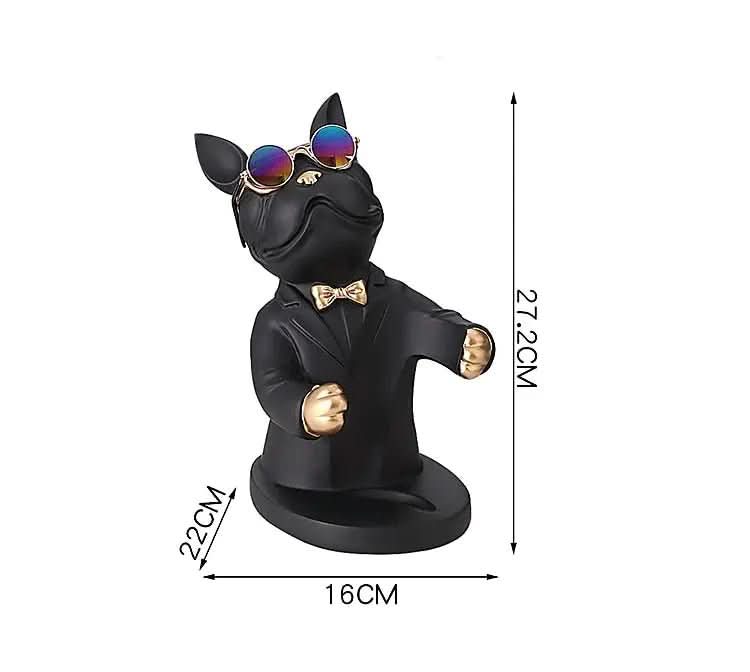 Escultura Decorativa BullDog Francês Mordomo Suporte de Vinho - Minha loja