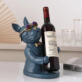 Escultura Decorativa BullDog Francês Mordomo Suporte de Vinho - Minha loja