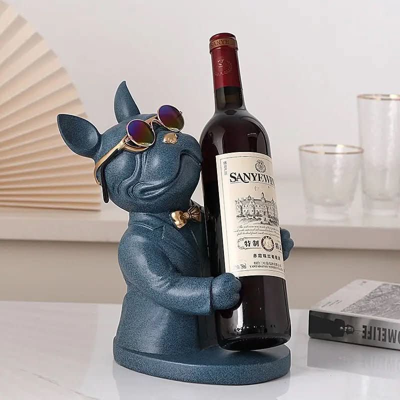 Escultura Decorativa BullDog Francês Mordomo Suporte de Vinho - Minha loja