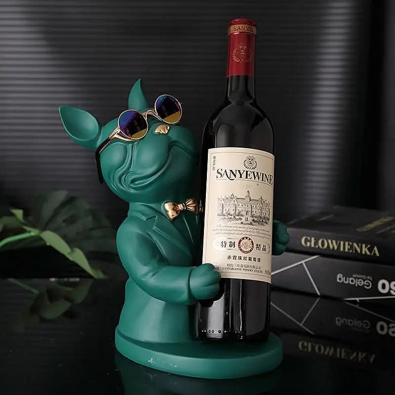 Escultura Decorativa BullDog Francês Mordomo Suporte de Vinho - Minha loja