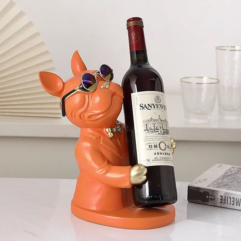Escultura Decorativa BullDog Francês Mordomo Suporte de Vinho - Minha loja