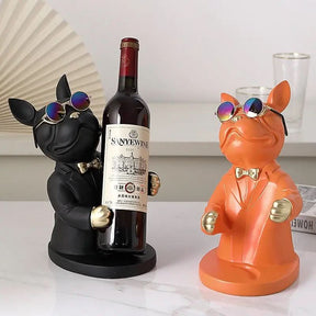 Escultura Decorativa BullDog Francês Mordomo Suporte de Vinho - Minha loja