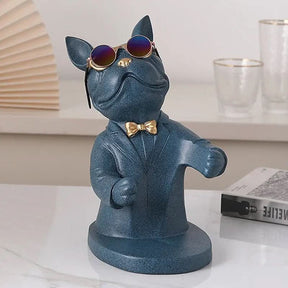 Escultura Decorativa BullDog Francês Mordomo Suporte de Vinho - Minha loja