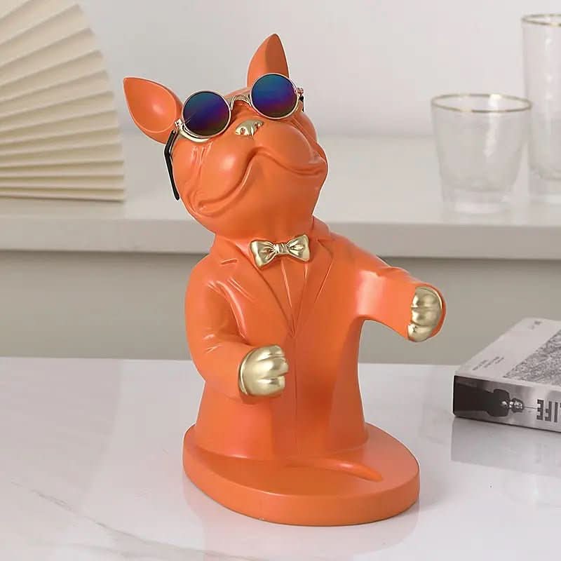 Escultura Decorativa BullDog Francês Mordomo Suporte de Vinho - Minha loja