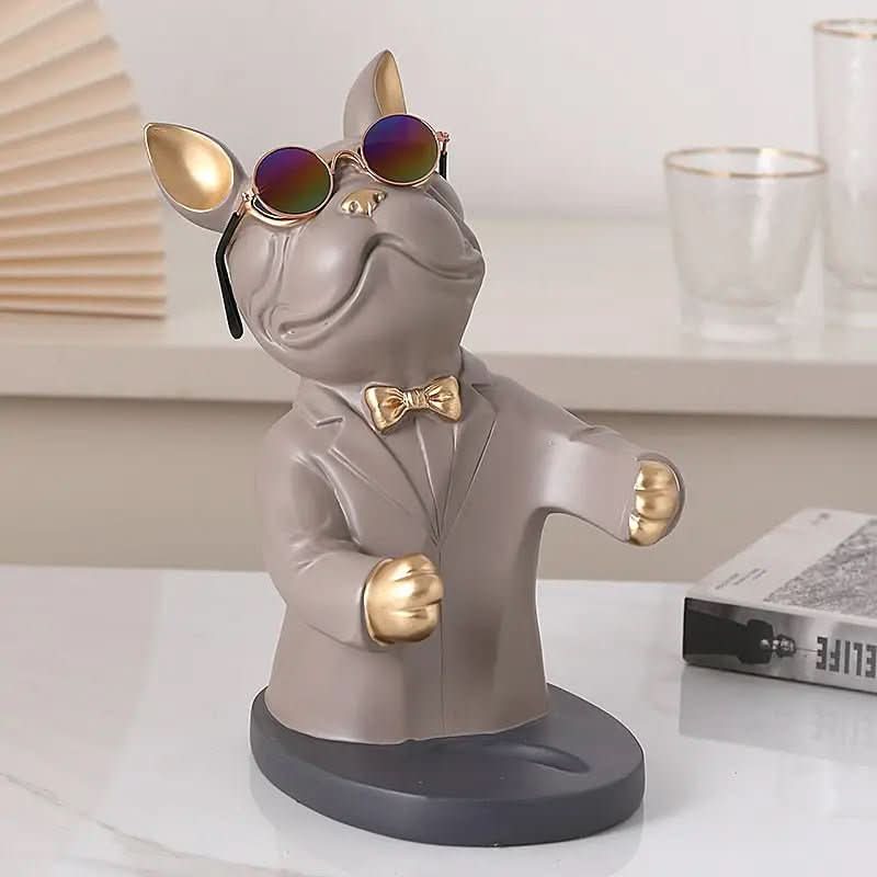 Escultura Decorativa BullDog Francês Mordomo Suporte de Vinho - Minha loja