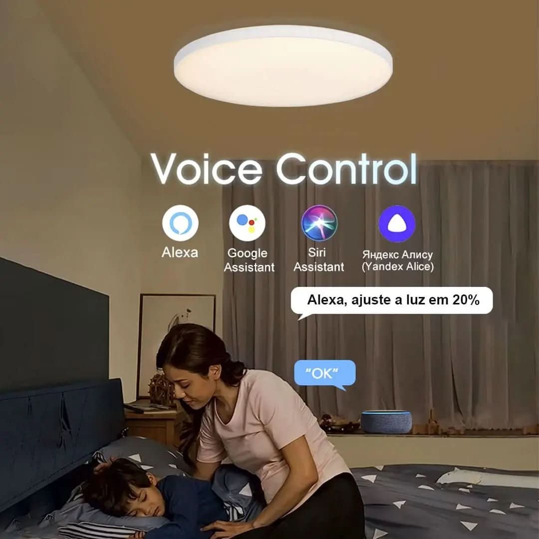 Plafon LED Redondo Sobrepor Smart Home - Controle por Voz via Alexa, Google e Yandex - Minha loja