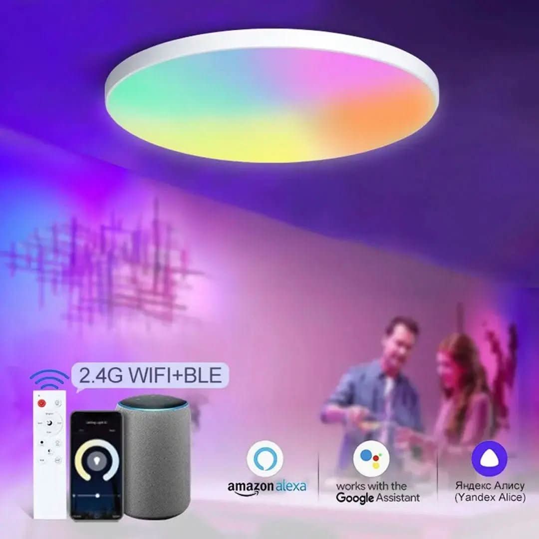Plafon LED Redondo Sobrepor Smart Home - Controle por Voz via Alexa, Google e Yandex - Minha loja