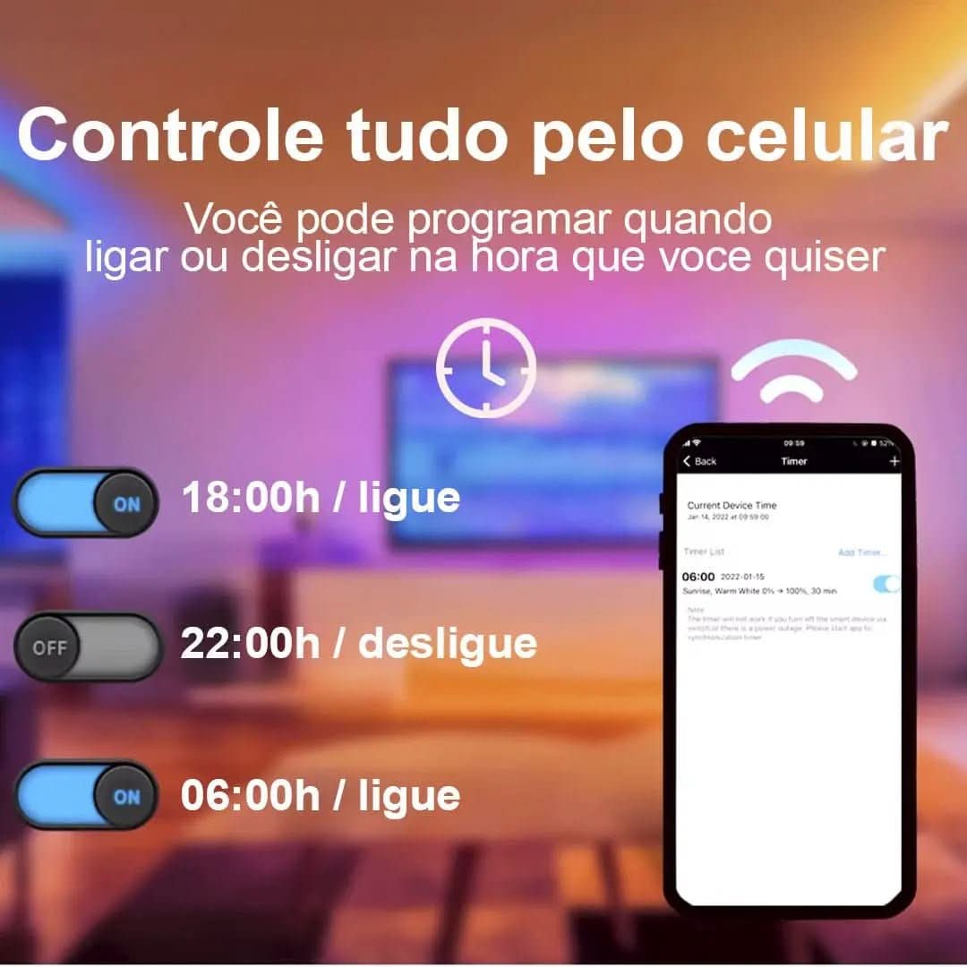 Plafon LED Redondo Sobrepor Smart Home - Controle por Voz via Alexa, Google e Yandex - Minha loja