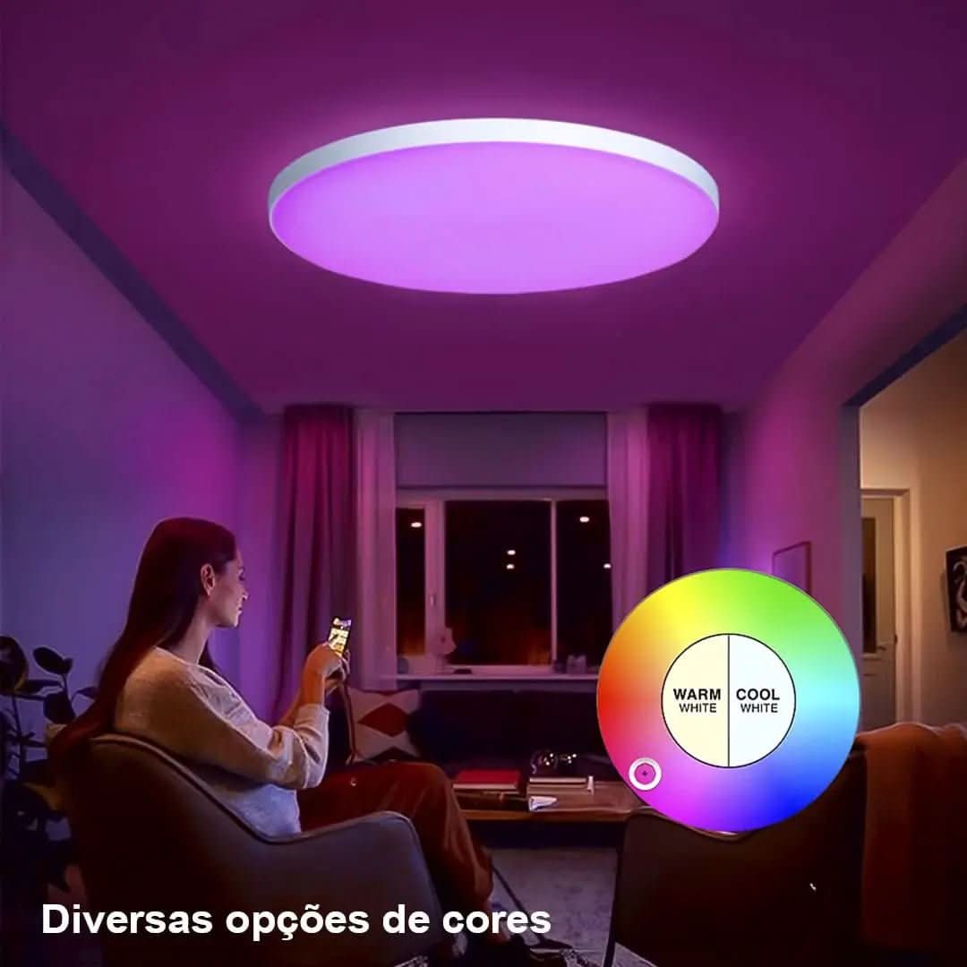 Plafon LED Redondo Sobrepor Smart Home - Controle por Voz via Alexa, Google e Yandex - Minha loja
