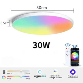 Plafon LED Redondo Sobrepor Smart Home - Controle por Voz via Alexa, Google e Yandex - Minha loja