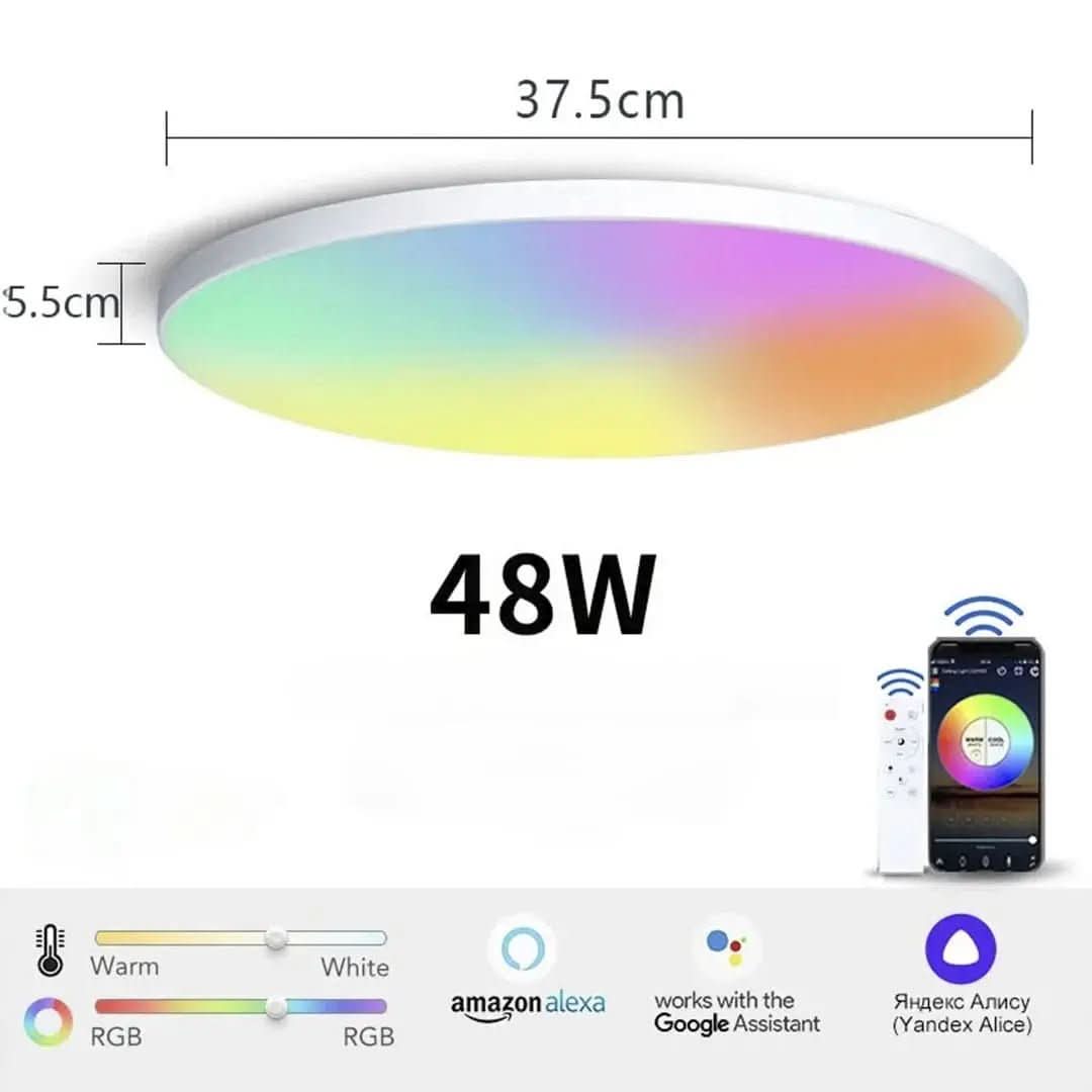 Plafon LED Redondo Sobrepor Smart Home - Controle por Voz via Alexa, Google e Yandex - Minha loja