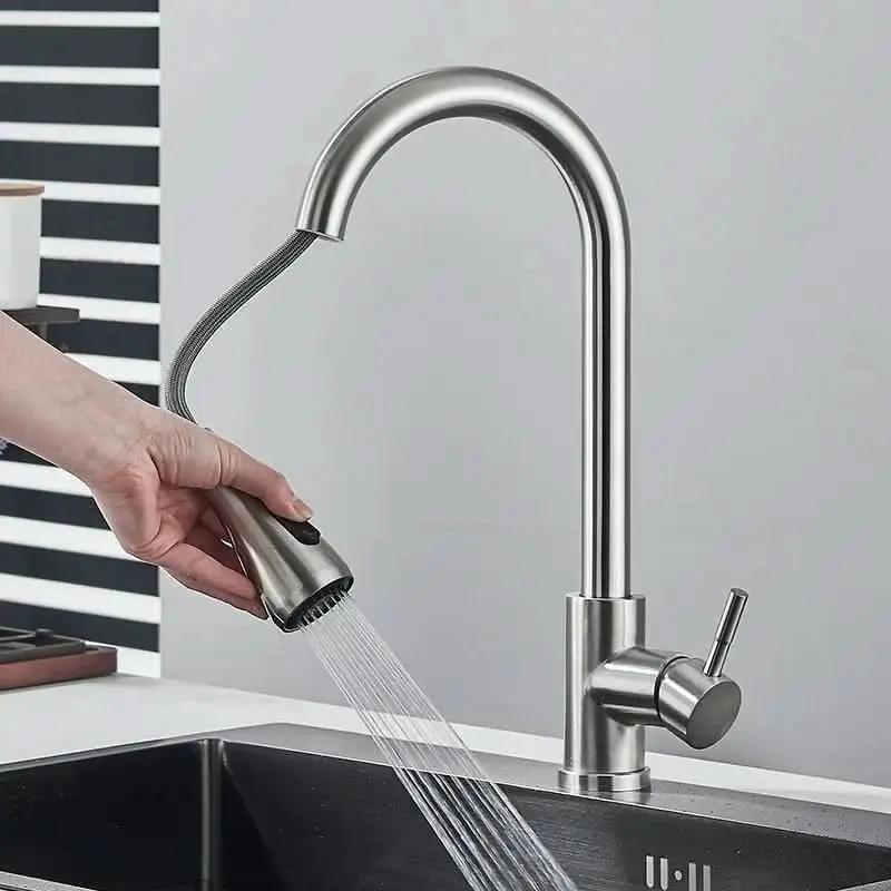 Einhebel-Küchenarmatur aus gebürstetem Nickel mit Verlängerung – Mein Shop