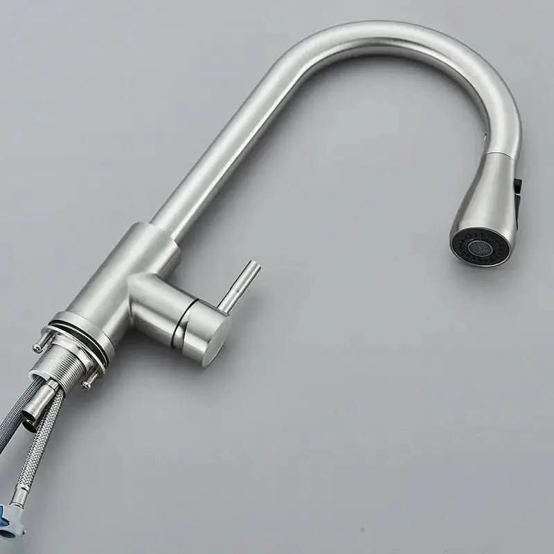 Einhebel-Küchenarmatur aus gebürstetem Nickel mit Verlängerung – Mein Shop