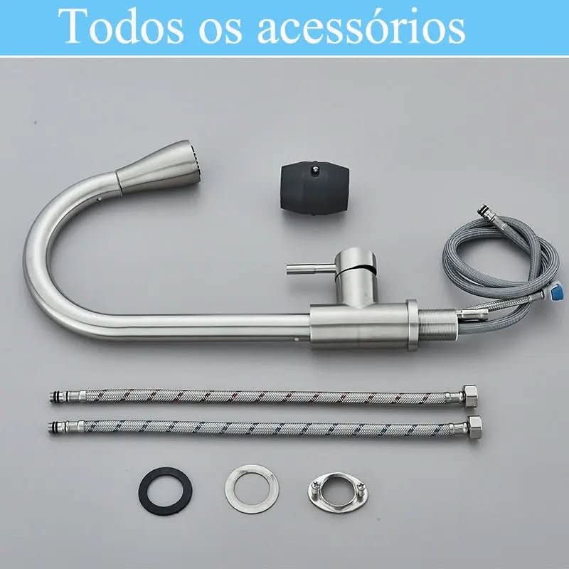 Torneira Monocomando Para Cozinha Níquel Escovado Com Extensor - Minha loja