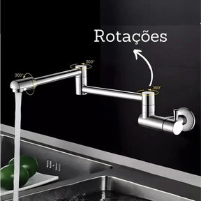 Torneira De Parede Para Cozinha Rotação 360 - Minha loja