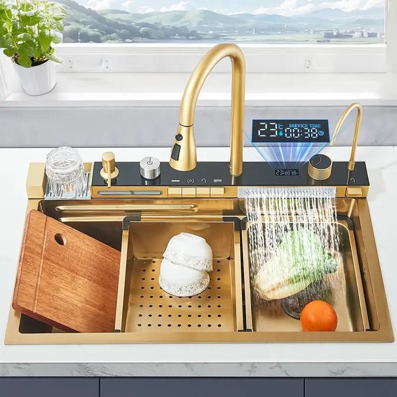 Kit Cuba Cozinha Cascata Gourmet Aço Inox Com Torneira Flexível - Minha loja