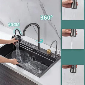 Kit Cuba Cozinha Gourmet Aço Inox Torneira Flexível - Minha loja