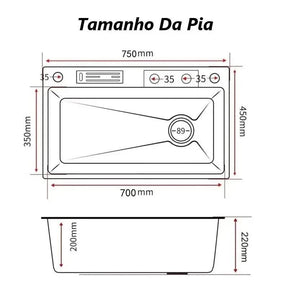 Kit Cuba Cozinha Gourmet Aço Inox Torneira Flexível - Minha loja