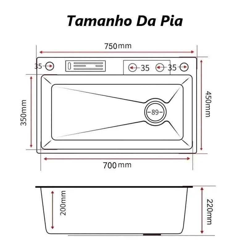 Kit Cuba Cozinha Gourmet Aço Inox Torneira Flexível - Minha loja