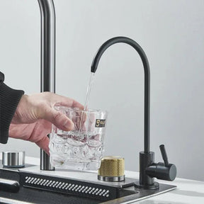 Kit Cuba Cozinha Gourmet Aço Inox Torneira Flexível - Minha loja