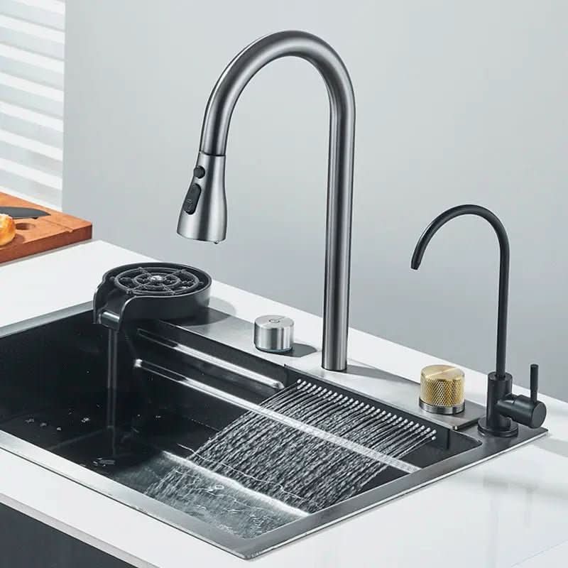Kit Cuba Cozinha Gourmet Aço Inox Torneira Flexível - Minha loja