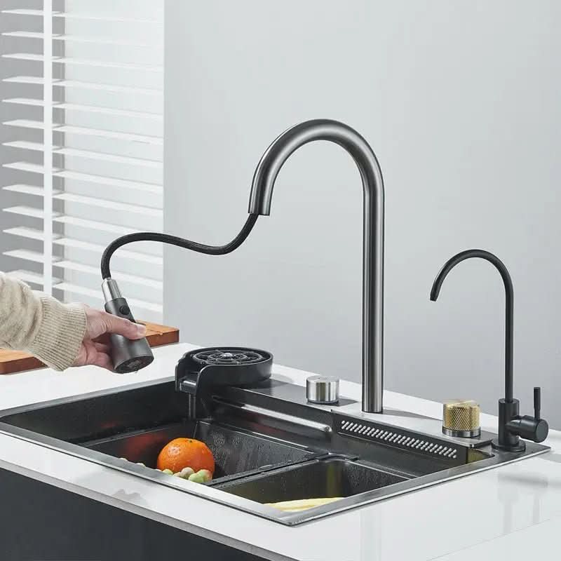 Kit Cuba Cozinha Gourmet Aço Inox Torneira Flexível - Minha loja