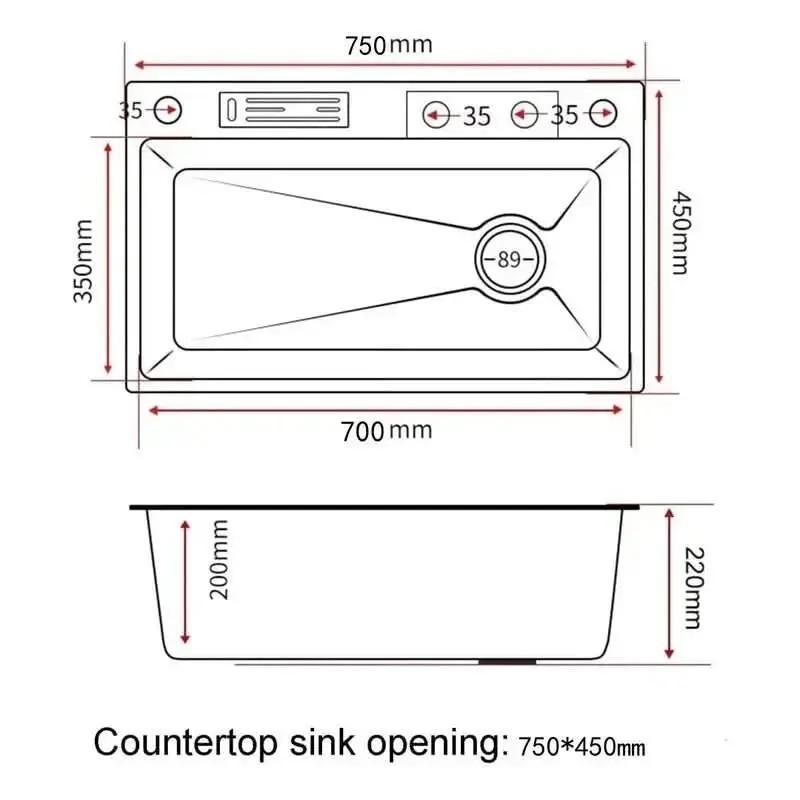 Goldene quadratische Gourmet-Küchenspüle 75 x 45 cm, Edelstahl 304 mit komplettem Zubehör – Mein Shop
