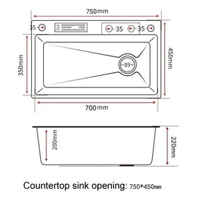 Cuba Pia Dourada Cozinha Gourmet Quadrada 75x45cm Aço Inoxidável 304 Com Acessórios Completos - Minha loja
