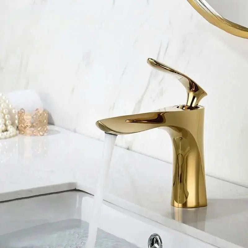 Einhebel-Badezimmerarmatur Gold mit niedrigem Auslauf – Eleganz und Funktionalität – Mein Shop