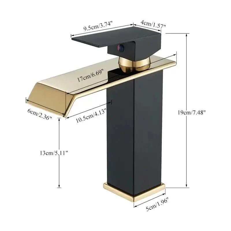 Einhebel-Badezimmerarmatur Schwarzgold Cascade Low Spout Square - Mein Shop