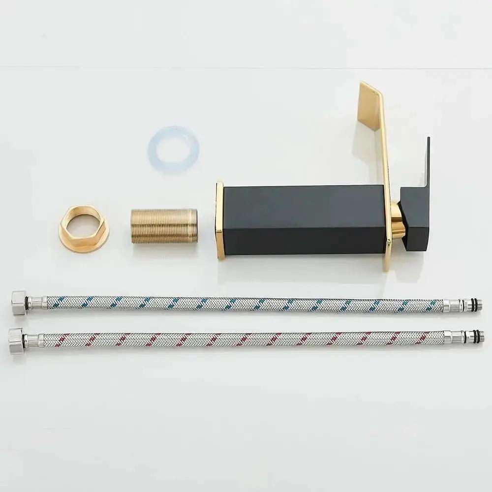 Einhebel-Badezimmerarmatur Schwarzgold Cascade Low Spout Square - Mein Shop