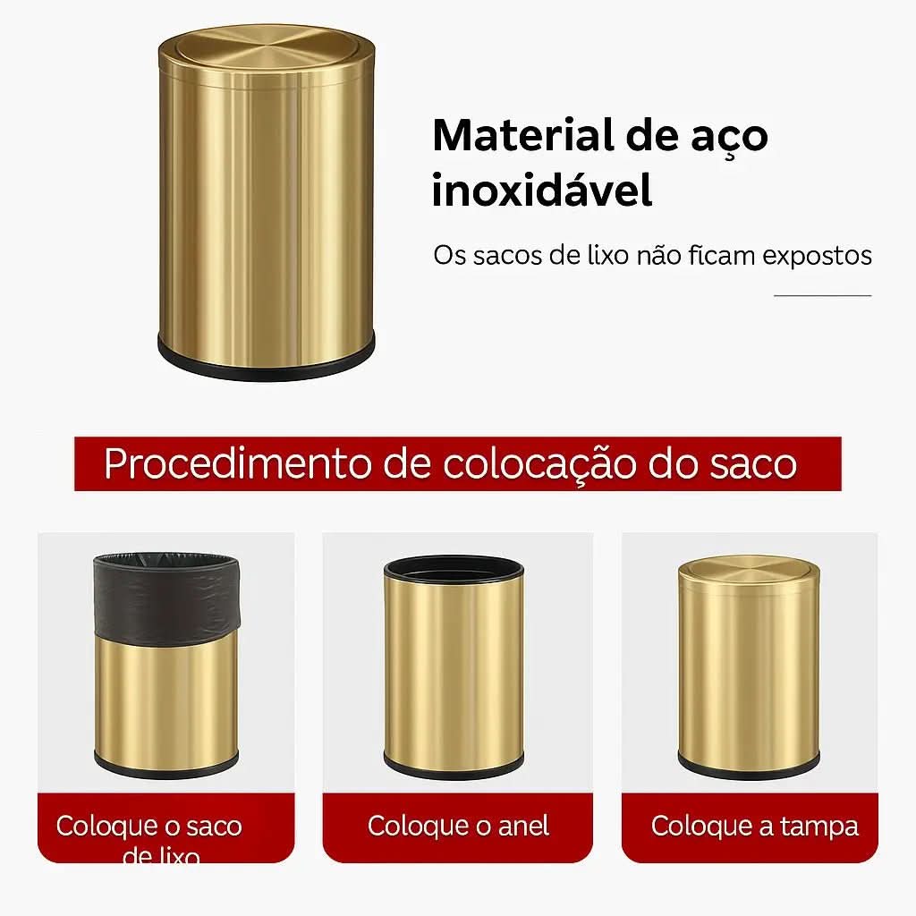 Lixeira Moderna Aço Inoxidável 9 Litros - Minha loja