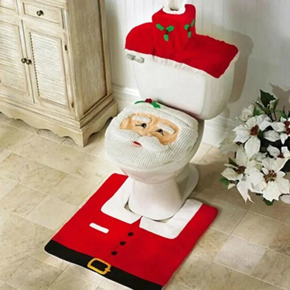 Decoração de Natal - Kit de Tapetes Para Banheiro para Deixar Seu Banho Festivo - Minha loja